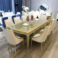 Top sellersmost popularprice low to highprice high to lowtop rated products. China Villa Furniture Luxury Design Golden Color High Glossy Wooden Dining Table Set With Chairs China Dining Furniture Dining Table Set