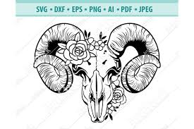 Download Floral Ram Skull Svg Boho Skull Svg Animal Dxf Png Eps 1219779 Cut Files Design Bundles