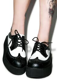 Black And White Wingtip Shoes T U K Black White Wingtip Viva Mondo Creepers Black White Oxford Shoes Creepers Shoes White Oxford Shoes