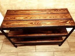 Storage benches give you a place to sit as well as a compartment to store your miscellaneous items. Stylish Industrial Dark Wood And Black Metal Shoe Storage Bench Seat Rack Ebay