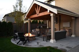 Outdoor fire pit under covered patio. Covered Patio Fire Pit Craftsman Patio Seattle By Malone S Landscape Design Build Houzz