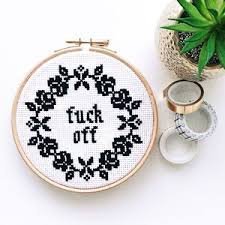 Over 40,000 cross stitch items are waiting for you! Fuck Off Floral Modern Cross Stitch Kit By Innocent Bones Notonthehighstreet Com