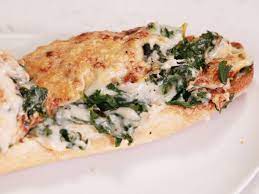 Swiss Chard Au Gratin French Bread Pizzas Recipe Rachael Ray Food Network Foodnetwork Com Food Network Recipes French Bread Pizza Pizza Bread