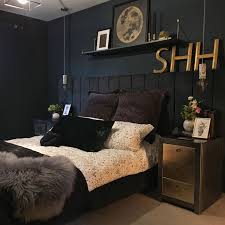 Grey Black And Blue Bedroom Dark Blue Bedroom Velvet Headboard Masterbedroomwood Dark Blue Bedrooms Bedroom Interior Blue Bedroom