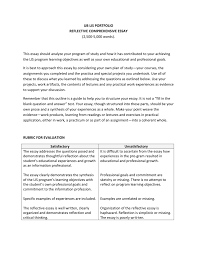 Prior to starting a reflection paper, you need to articulate and integrate your classroom experiences and core theme of readings or observations. Ub Lis Portfolio Reflective Comprehensive Essay