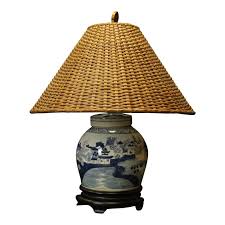 Image Of Chinoserie Ginger Jar Lamp With Wicker Shade Lamp Table Lamps Living Room Jar Table Lamp