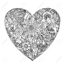 Download Heart Shaped Pattern For Coloring Book Floral Retro Doodle Vector Design Element Black And White Background Royalty Free Cliparts Vectors And Stock Illustration Image 45649030