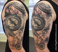 New Zealand Map Tattoo With Compass Tattoos Map Tattoos Arm Tattoos For Guys