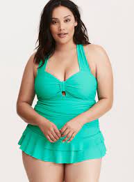 Ruffle Skirt One Piece Swim Dress Swim Dress Plus Size Swimsuits Plus Size Swimwear