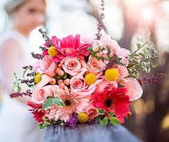 This gerber daisy wedding bouquet is designed in a scepter style with the fun addition of a cluster of bright pink nerine lilies and a gaily striped bow. Gerbera Daisy Wedding Bouquet Prices Off 74 Free Shipping