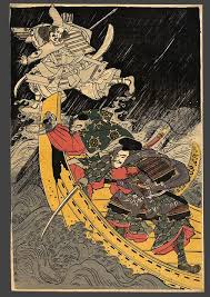 Japanese Ghost Art Benkei Throwing A Veangeful Ghost From A Boat Masayoshi Kitao Æ—¥æœ¬ç”» Çµµ Æµ®ä¸–çµµ He had just written his death poem, which is also visible in the upper right corner.seppuku (japanese. japanese ghost art benkei throwing a