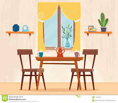 Cartoon background dining room retro design with table chairs and picture cartoon vector illustration Best Dining Room Ideas Designer Dining Rooms Decor Dining Room Cartoon