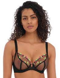 Freya Loveland Plunge Bra 401002 Underwired Sexy Sheer Womens Bras Black |  eBay