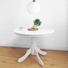 Square and round tables are better suited for smaller groups; Small Round Dining Table In White Seats 4 Rhode Island Furniture123