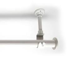 Roomdividersnow 108 In 168 In Hanging Single Curtain Rod With Brackets In Black Brod144 In 2020 Hanging Curtain Rods Curtain Rods Glass Room Divider