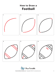 Learn How To Draw A Football Step By Step Download A Printable Version Of This Tutorial At Https Museprintab Thanksgiving Drawings Football Drawing Drawings