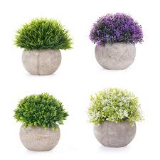 With our set of three artificial hosta plants/bushes from oakridge outdoor™, you can whether you plant these artificial greens together or separately in pots, in planters, in hanging baskets or staked by. Ekkong Artificial Plants Artificial Flowers Bonsai With Gray Pot Mini Plastic Faux Green Grass For Outdoor And Indoor Wedding Office Home Decoration 4 Pcs Buy Online In Brunei At Brunei Desertcart Com Productid 121197969