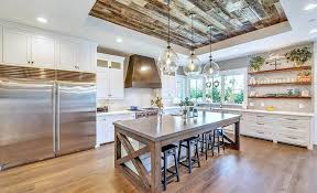 The beautiful pendant light above the small dining nook is set on the high ceiling. 29 Gorgeous One Wall Kitchen Designs Layout Ideas Designing Idea