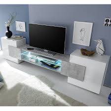 So inside vous propose une table basse blanche laquée à installer au milieu de votre salon afin d'illuminer votre pièce. Meuble Tele Design Blanc Laque Brillant Et Beton Sofamobili