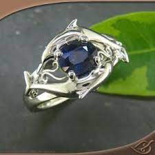 Engagement Ring Custom Dolphin Ring In White Gold With A Stunning Heart Shaped Center Diamond And Aquamari Dolphin Jewelry Rings Dolphin Jewelry Dolphin Ring