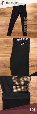 Black And Gold Nike Pro Leggings Nike Pro Fleece Lined Just Do It Leggings Just Do It Leggings Leggings Are Not Pants Leggings