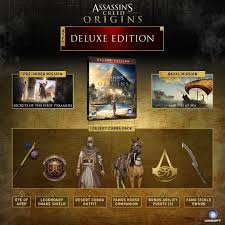 The base game, the digital deluxe pack and the season pass, which will give players access to all upcoming major expansions and equipment sets. Assassin S Creed Origins Deluxe Steelbook Gold Edition And Collector S Edition Detailed Pre Orders Now Live Gameranx