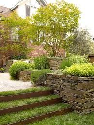 Image Result For Abboschung Gestalten Naturstein Und Holz Garten Garten Ideen Und Garten Stufen