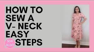 When you reach the folded edge where you started, overlap by an inch and cut off the excess bias strip. How To Sew A Basic V Neck Tutorial Sewing Projects For Beginners Sew Aldo Youtube