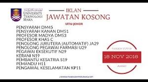 Tawaran adalah dipelawa daripada warganegara malaysia yang berkelayakan untuk memohon bagi mengisi jawatan kosong di uitm sebagaimana berikut kongsikan info kerja kosong ini kepada semua. Jawatan Kosong Uitm Cawangan Johor Kampus Segamat Dan Kampus Pasir Gudang Youtube