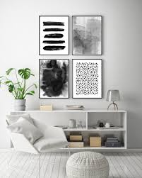 Abstract Black And White Art Pictures Black And White Art Prints Set Abstract Painting Large Abstract Art Abstract Watercolor Watercolor Prints Boho Wall Art In 2020 White Wall Decor Decor Boho Wall Art