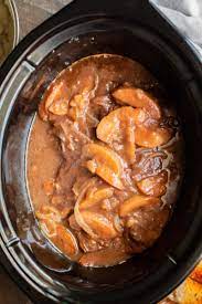 Instant pot apple cider pork chops are tender and delicious, easily made into a full meal with mashed potatoes and carrots cooked at the same time in the pressure cooker. Slow Cooker Apple Butter Pork Chops The Magical Slow Cooker