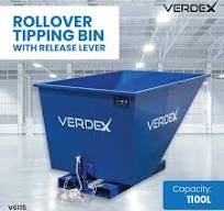 Forklift Rollover Tipping Bin - 1100L (with Release Mechanism)