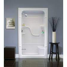 Tub combination cartridge lowes dimensions bathroom corner shower. Mirolin 50 In W X 34 1 4 In L Mirolin White Alcove Shower Kit At Lowe S Canada Good Hardwa Fiberglass Shower Stalls Fiberglass Shower Enclosures Shower Remodel