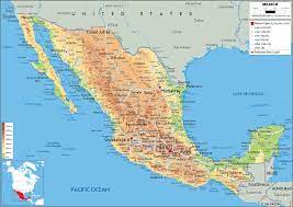 Mexico map of cities and roads. Large Size Physical Map Of Mexico Worldometer