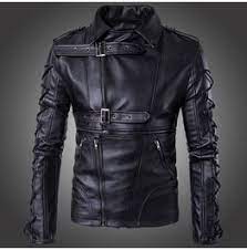 Men S Punk Zipper Side Lace Up Faux Leather Motorcycle Biker Jacket Leather Jacket Men Leather Jacket Style Men S Leather Jacket