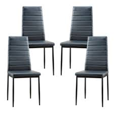 Poly And Bark Stein Black Vegan Leather Dining Chair Set Of 4 Em 285 Blk X4 Leather Dining Chairs Upholstered Dining Chairs High Back Dining Chairs