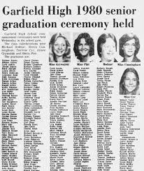 Joan Mileski graduates Garfield HS, Akron, OH 1980