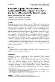 Vietnamese and belarusian became officially recognised as minority languages in the czech republic in 2013. Pdf Between Language Revitalization And Assimilation On The Language Situation Of The German Minority In The Czech Republic