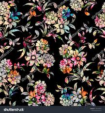 Beautiful colorful floral design by artist karen fields. Seamless Colorful Floral Pattern With Black Background Schwarzer Hintergrund Illustration Lizenzfreie Fotos