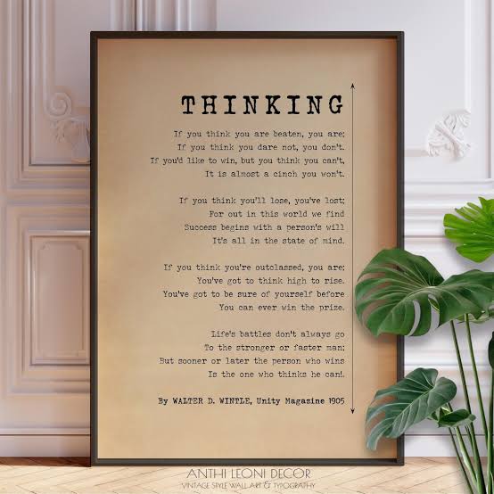 Walter D Wintle Thinking Poem Print - Motivational Office Wall Art - Etsy