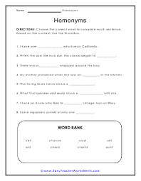 Homonym Worksheets In 2020 Homonyms English Phonics Teaching Ela