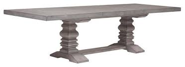 Includes a finished, matching pair of leaves. Samuel Lawrence Prospect Hill Extendable Pedestal Dining Table In Gray Traditional Dining Tables By Homesquare Houzz