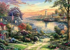 Man of steel (1000 pc puzzle). Ceaco Tbd Thomas Kinkade New England Harbor Puzzle 1000piece Buy Online In Brunei At Brunei Desertcart Com Productid 116702539