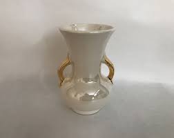 Pearl china company 22kt gold vase. Fine Art Ceramics Beautiful Vintage Vase Hand Decorated With 22k Gold By Pearl China Co Usa Art Collectibles