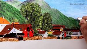 الوقت الحقيقي رسم المناظر الطبيعية خضير الشحي landscape drawings wood colors