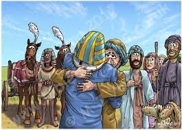 Genesis 46 Jacob Goes To Egypt Scene 05 Jacob Meets Joseph Joseph In Egypt Bible Cartoon Genesis Bible