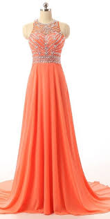 Coral Empire Beading Waist Long Chi Orange Prom Dresses Prom Dresses For Teens Evening Dresses Prom