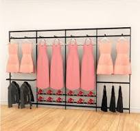 Vertik Wall Mounted Retail Clothing Display Unit w/8 Faceoutes, 2 Hanging  Rails, 12 Shoe Displayers | Chic Black, 4 Sections | 38" Wide - UDIZINE