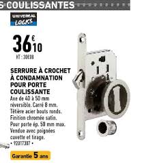 Sur rail, 3/4/5 spots, etc. Offre Serrure A Crochet A Condamnation Pour Porte Coulissante Chez Brico Cash