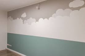 Kinderzimmer Wandbild Streichen Mit Wolken Und Berglandschaft In 2020 Kinder Zimmer Kinderzimmer Wand Kinderzimmer